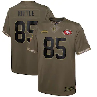 youth nike george kittle olive san francisco 49ers 2022 sal